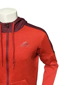 Adidas Climalite Men’s Full Zip Hoodie Sweatshirt Size Small S Jacket Red Maroon - Picture 1 of 15