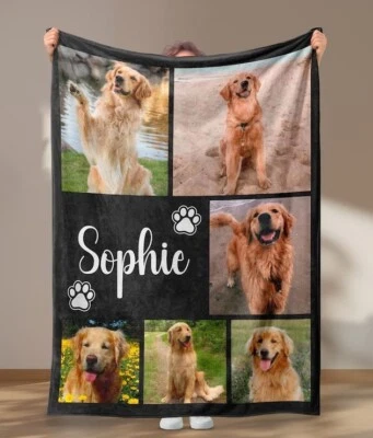 Custom Dog Face Blankets, Personalized Pet Photo Blanket, Fleece Dog Blankets, - Image 1 of 4