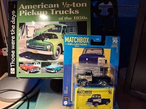 1950's USA PICKUP TRUCKS BOOK + MATCHBOX 1953 FORD COE DIECAST PICK UP MODEL NEW - Picture 1 of 10