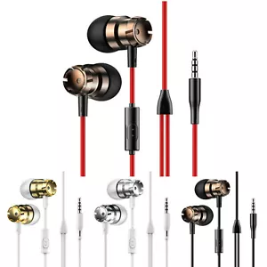 Universal Powerful Bass Stereo Earbuds With Mic In-ear 3.5mm Wired Earphone - Picture 1 of 15