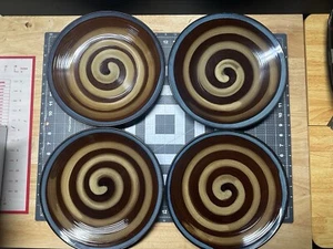 Set 4 piatti grandi Gibson Everyday blu marrone beige vortice 11" - Foto 1 di 12
