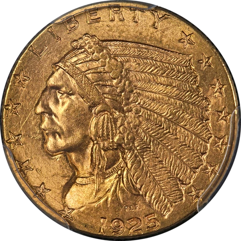 1925-D Indian Gold $2.50 PCGS MS64 Superb Eye Appeal Strong Strike Cover
