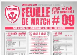 Spielbogen Nr.09 ASNL - Racing Club de Lens (2013 - 2014) - Liga 2 - Bild 1 von 1