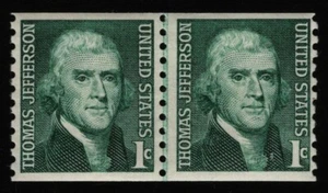 #1299 1c Thomas Jefferson, Coil Line Pair [18] Mint **ANY 5=FREE SHIPPING** - Picture 1 of 1