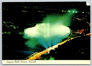 Postal Vista Aérea de las Cataratas del Niágara Iluminada por la Noche Ontario Canadá - Imagen 1 de 2