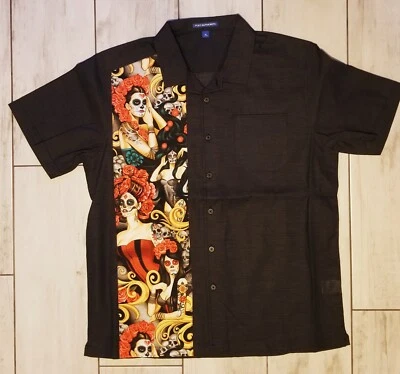 Camisa de vestir hecha a medida Día de los Muertos - Día de los Muertos fácil cuidado nueva con etiquetas S-4X Foto 1 de 2