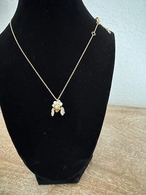 NUEVO CON ETIQUETAS Collar Kate Spade Caniches y POMPONES Chapado en Oro 12K Latón Circonita cúbica Cristales/Perla Foto 1 de 4