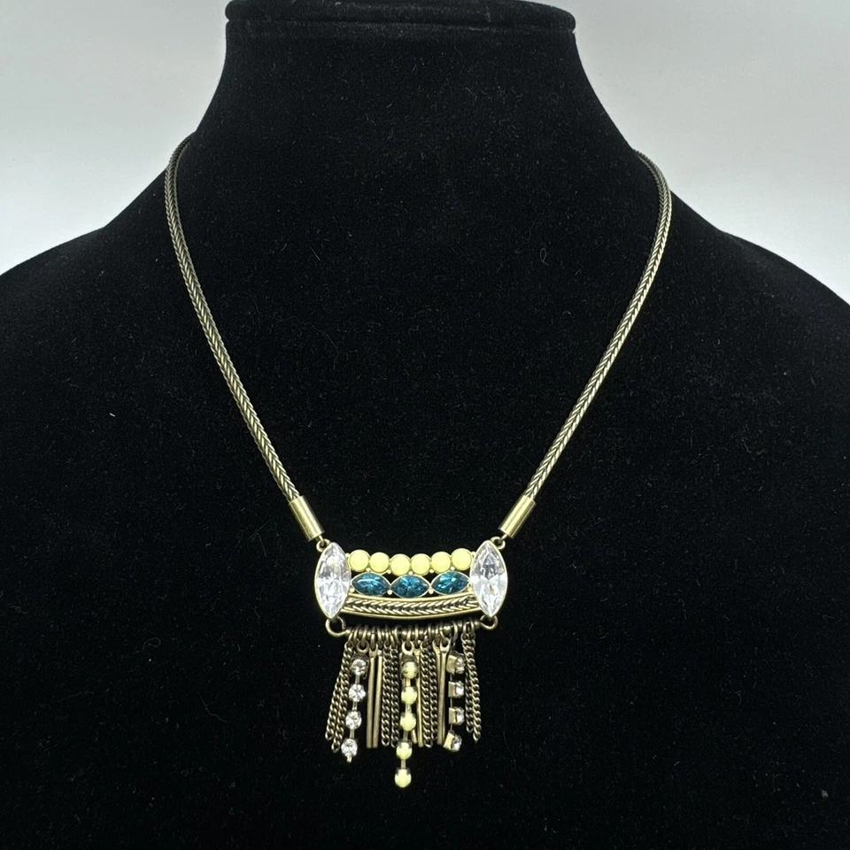 SILPADA K and R Collar con Flecos de Neón Bronce Cristal de Swarovski Azul Aqua/Crema Foto 1 de 4