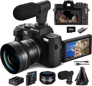 Monitech Digital 4K Camera, 52mm Wide Angle and Micro Lens , 3” LCD Display - Foto 1 di 6