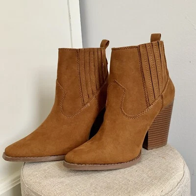 Botín Tostado Puntera Almendra Tacón Bloque Quid Talla 6 Nuevo en Caja Slay Western Look Marrón Foto 1 de 4