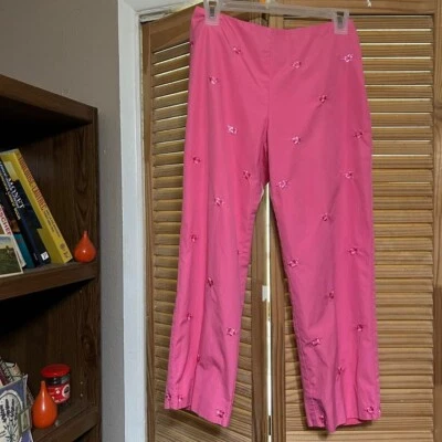 Vintage Y2K Cropped High Waisted Barbie Pink Embroidered Pants - Image 1 of 4