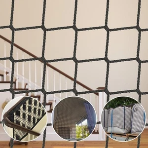 Kids Pets Safety Rope Netting, Black Stairs Balcony Railing Protecting Net, C... - Picture 1 of 7