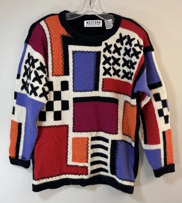 Suéter Pullover Western Connections Vintage Para Mujer’s Color Medio Bloque Años 90 Foto 1 de 4