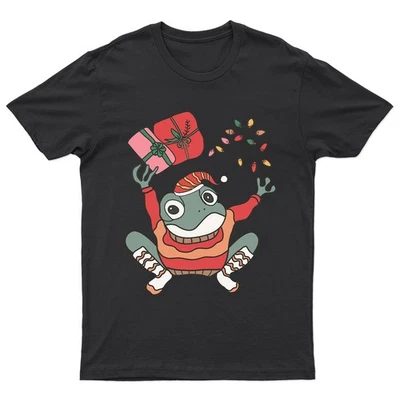 Christmas Frog Holiday Cartoon T-Shirt Unisex Gift Retro Seasonal Funny Xmas - Image 1 of 2