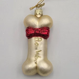 Vintage Kurt Adler mundgeblasenes Glas Hundeknochenform Weihnachtsschmuck  - Bild 1 von 4