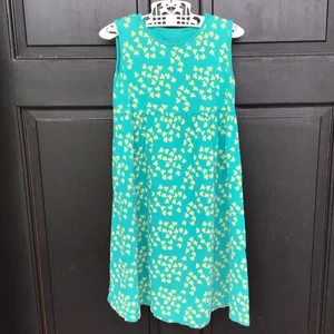 Lands End Dress Girls Sz 6 Teal Yellow Butterflies Sleeveless Tank Cotton Casual - Picture 1 of 9