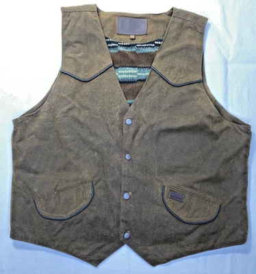 Outback Trading Co Vest Mens Large Oilskin Sawbuck Western Snap Fleece Lined XL - Image 1 of 4