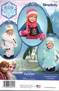Simplicity 8029 Frozen Snow Queen Elsa Anna Hats Scarves Mittens Sewing Pattern - Picture 1 of 2