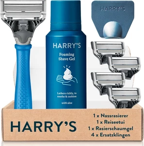 Harry’S Nassrasierer Für Männer – Rasier-Set Mit Blauem Griff, 4 Ersatz-Rasierkl - Bild 1 von 12
