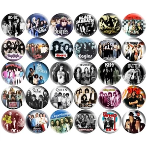 Classic Rock 2.25" Pinback Buttons 70s 80s Retro Hard Rock Music Band 30 Pin Set - Picture 1 of 4
