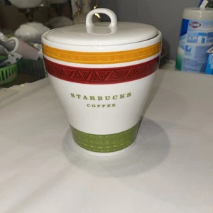 2005 Starbucks Kaffeedose Keramik Vorratsdose Mehrfarbig Rot Grün Gelb - Bild 1 von 6