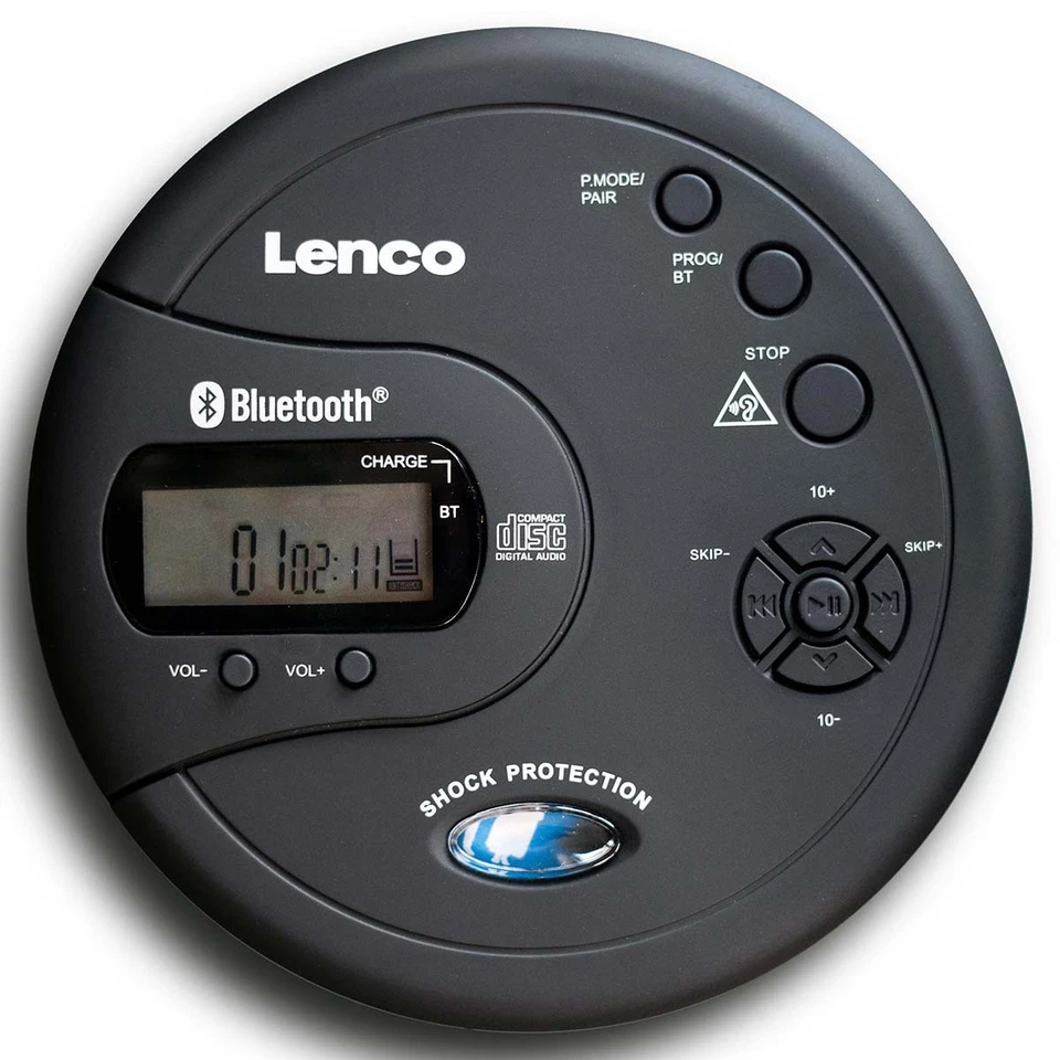 Lenco CD-300BK - Tragbarer Bluetooth® CD-MP3-Player mit Anti-Shock - Schwarz - Bild 1 von 3