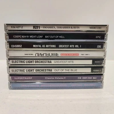 70s 80s Rock Band x8 CD Bundle KISS David Bowie ELO Dire Straits Supertramp - image 1 of 4
