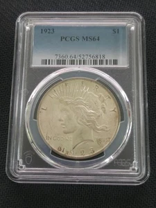 1923 PCGS MS64 $1 Dólar de la Paz de Plata - Imagen 1 de 2