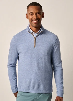 CAMISA DE GOLF JOHNNIE-O LAGUNA AZUL CARLSON CUARTO CREMALLERA JERSEY MEZCLA MERINO XL Foto 1 de 4