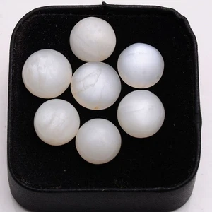Piedras preciosas sueltas redondas blancas de piedra lunar natural de 12 mm-14 mm 7 piezas sin tratar - Imagen 1 de 7