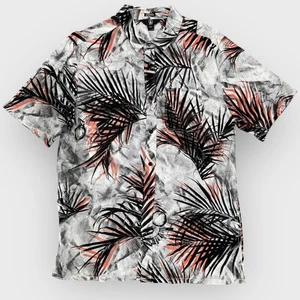 Volcom Mens Large Short Sleeve Button Down Shirt Palm Frond Floral Aloha Surf - Picture 1 of 7