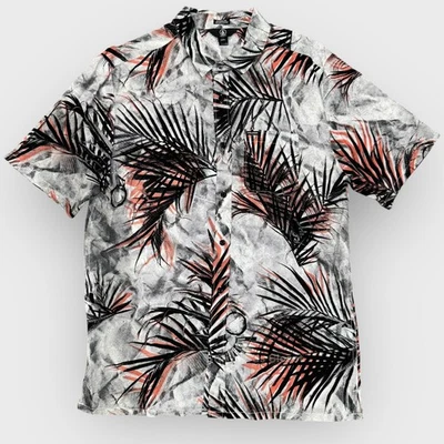 Volcom Mens Large Short Sleeve Button Down Shirt Palm Frond Floral Aloha Surf - Image 1 of 4