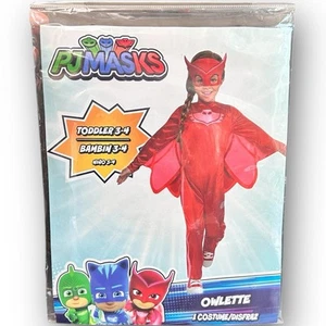 Toddler PJ Masks Owlette Halloween Costume Jumpsuit with Headpiece Size 3-4 NEW - Picture 1 of 10