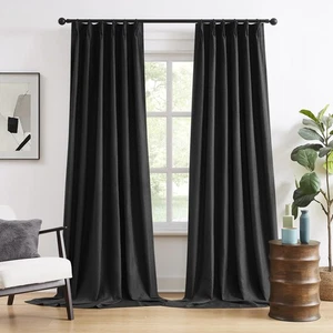 Pinch Pleated Blackout Curtains/Drapes 120 Inch Length,Back Tab with Hooks, T... - Picture 1 of 6