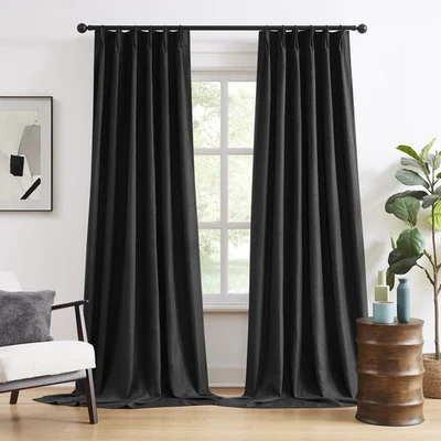 Pinch Pleated Blackout Curtains/Drapes 120 Inch Length,Back Tab with Hooks, T... - Image 1 of 4