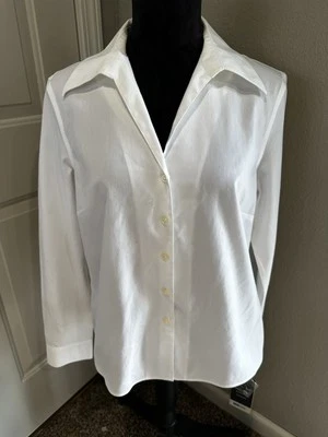JONES WEAR Essential Womens 100% Cotton Shirt Long Sleeve White Size 10 NWT - Image 1 of 4