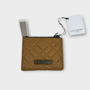 Mini Cartera Kurt Geiger London Cuero Acolchado B Marrón Camel Nueva Cartera Plegable - Imagen 1 de 10