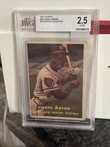 1957 TOPPS #20 Henry Hank Aaron Reverse Negative Milwaukee Braves - BVG 2.5 G-VG - Picture 1 of 2