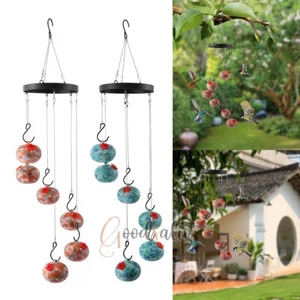 Hanging Hummingbird Feeder with Wind Chime Easy to Clean Yard Garden Decoration - Picture 1 of 18