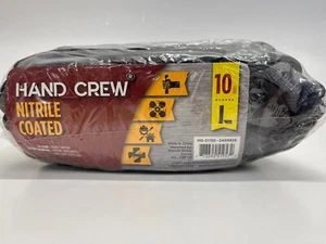 Hand Crew Nitrile Coated Work Gloves Large 10 Pairs per Pack Gardening/Work PPE - Picture 1 of 4