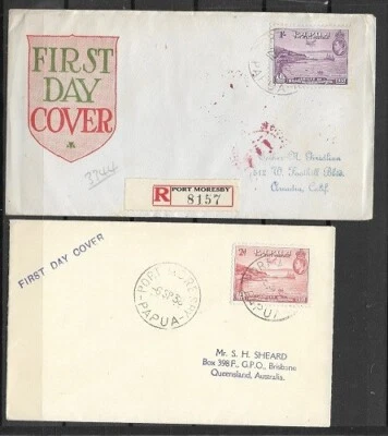 Papua New Guinea 1938 TWO COVERS 1 Registered Airmail to USA other to AUSTRALIA - Image 1 of 2