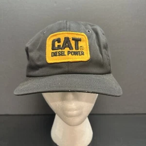 Vintage Cat Diesel Power Denim Patch Trucker Hat Snapback Caterpillar Tractor - Picture 1 of 6