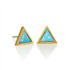Gold Triangle Opal Stud Earrings for Women