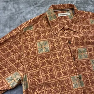 Tommy Bahama Hemd orange geometrisch Blumen Knopfleiste Hawaii Seide Herren Large - Bild 1 von 7