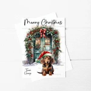Merry Christmas Dachshund A5 Greeting Card, Christmas Card from the dog - Picture 1 of 1