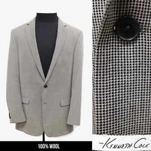 KENNETH COLE mens black & white 100% WOOL sport coat suit jacket blazer 44 XL - Picture 1 of 15