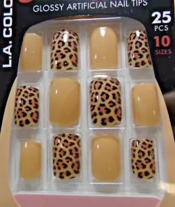 LA Colors Classy Nails, Leopard Animal Cat GLUE-On Active Short Length - Picture 1 of 2