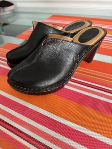 EUC Damen Geboren Leder Pantolette Keilabsatz Schuhe Schwarz - 9 - Bild 1 von 7