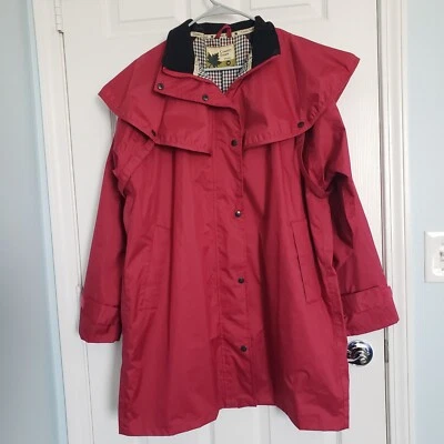 Country Estate Windsor UK 18 US 14 XL Waterproof Cape Jacket Riding Raincoat Red - Image 1 of 4