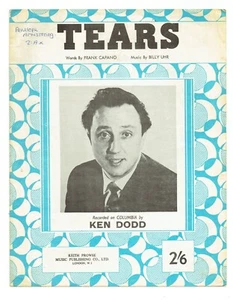 Music Sheet Tears Recorded on Columbia by Ken Dodd - Picture 1 of 3
